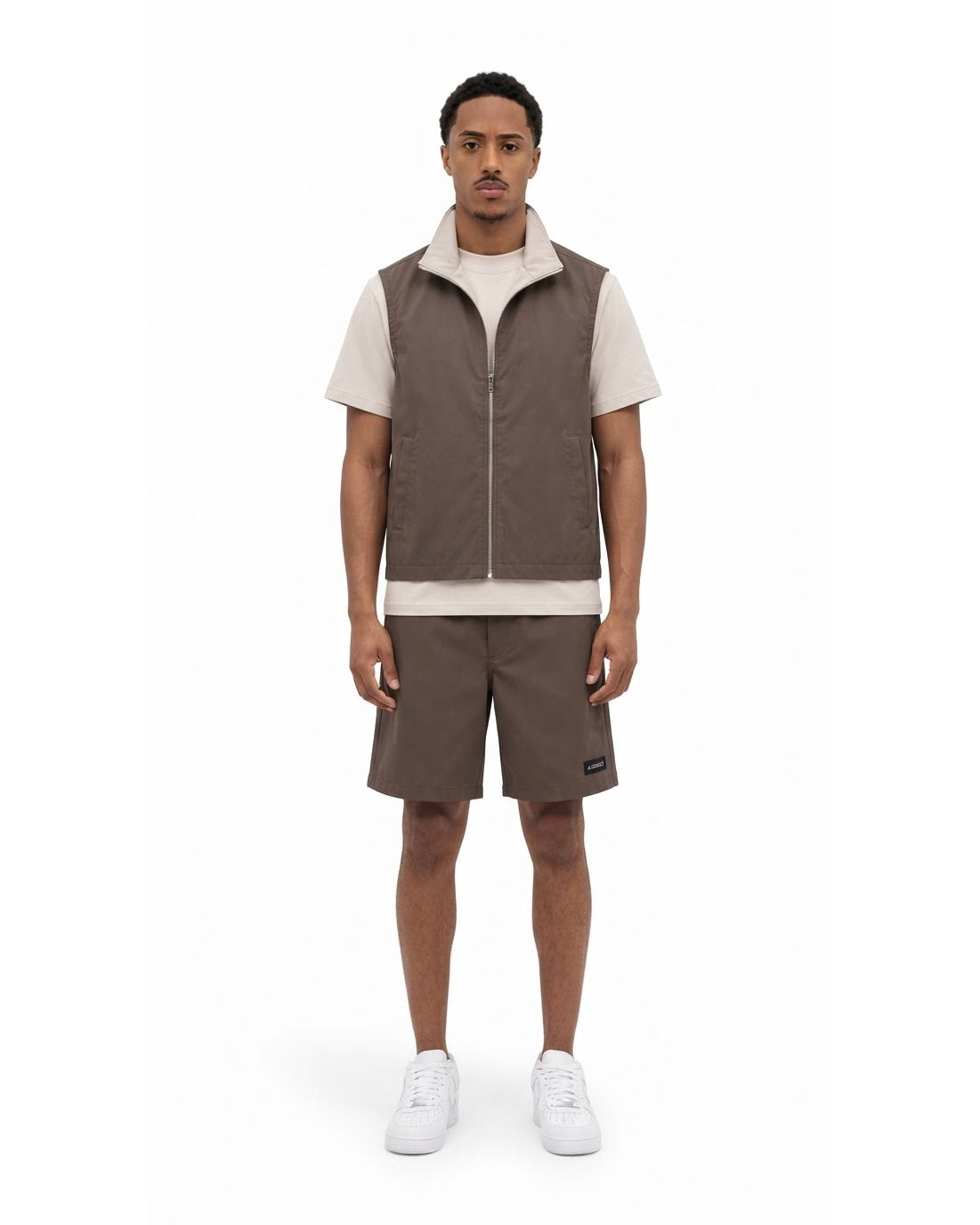 Ensemble Gilet Sans Manches Taupe & Short Taupe