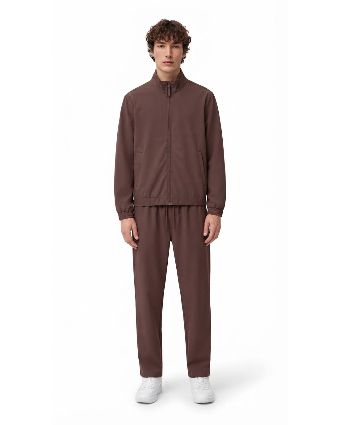 Ensemble Veste Zippée Marron & Pantalon Marron + Baskets